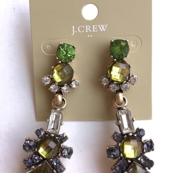 Jcrew green crystal statement earrings - Picture 2 of 7
